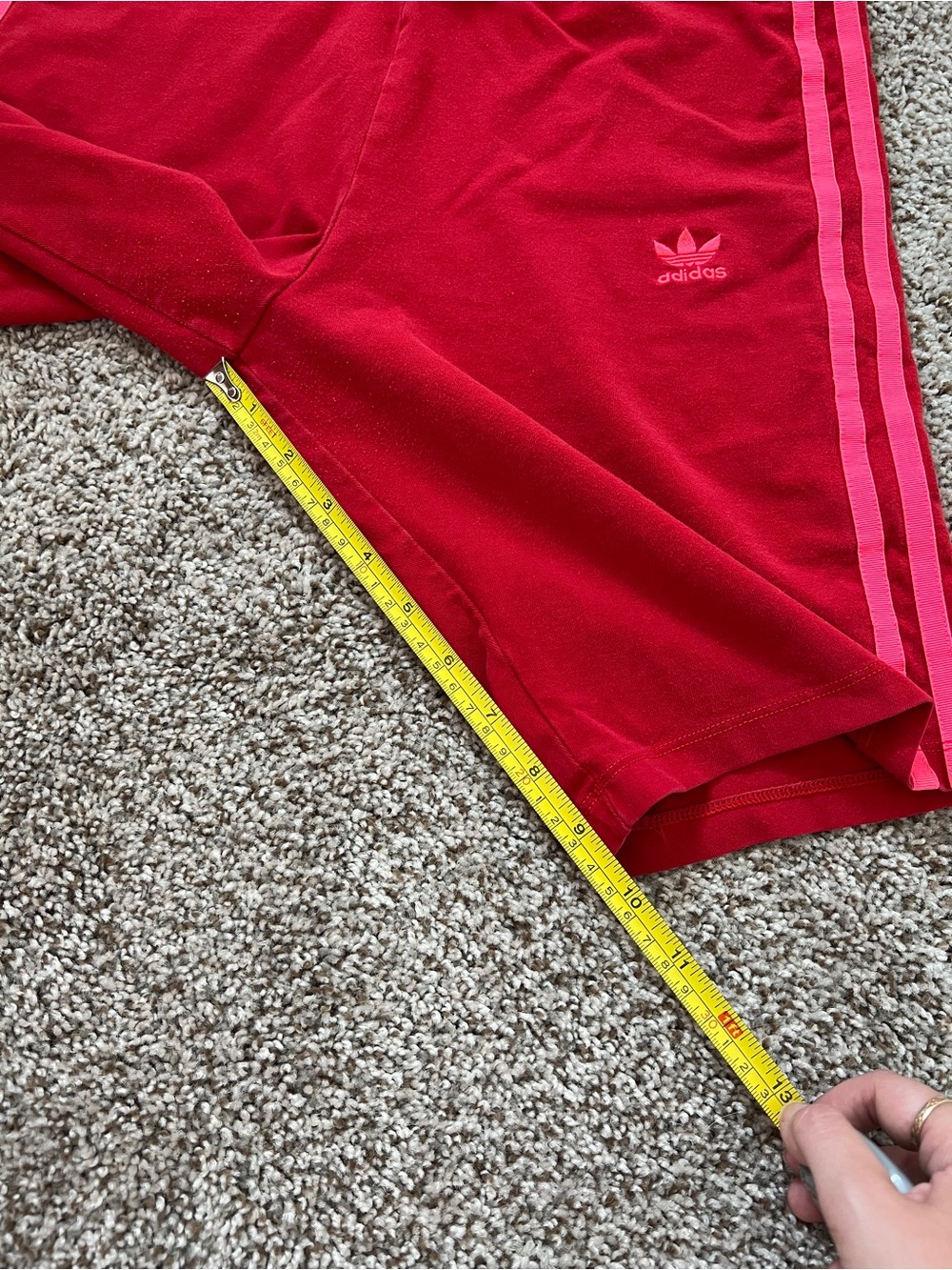 Vintage adidas Red Bike Shorts with Pink Side Stripes - Picture 9 of 10